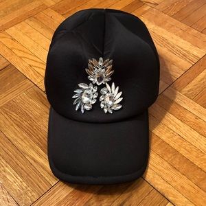 Embellished black cap